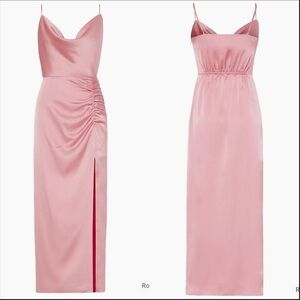 MILLY Lilliana side slit midi Slip rose gold Dress sz 0